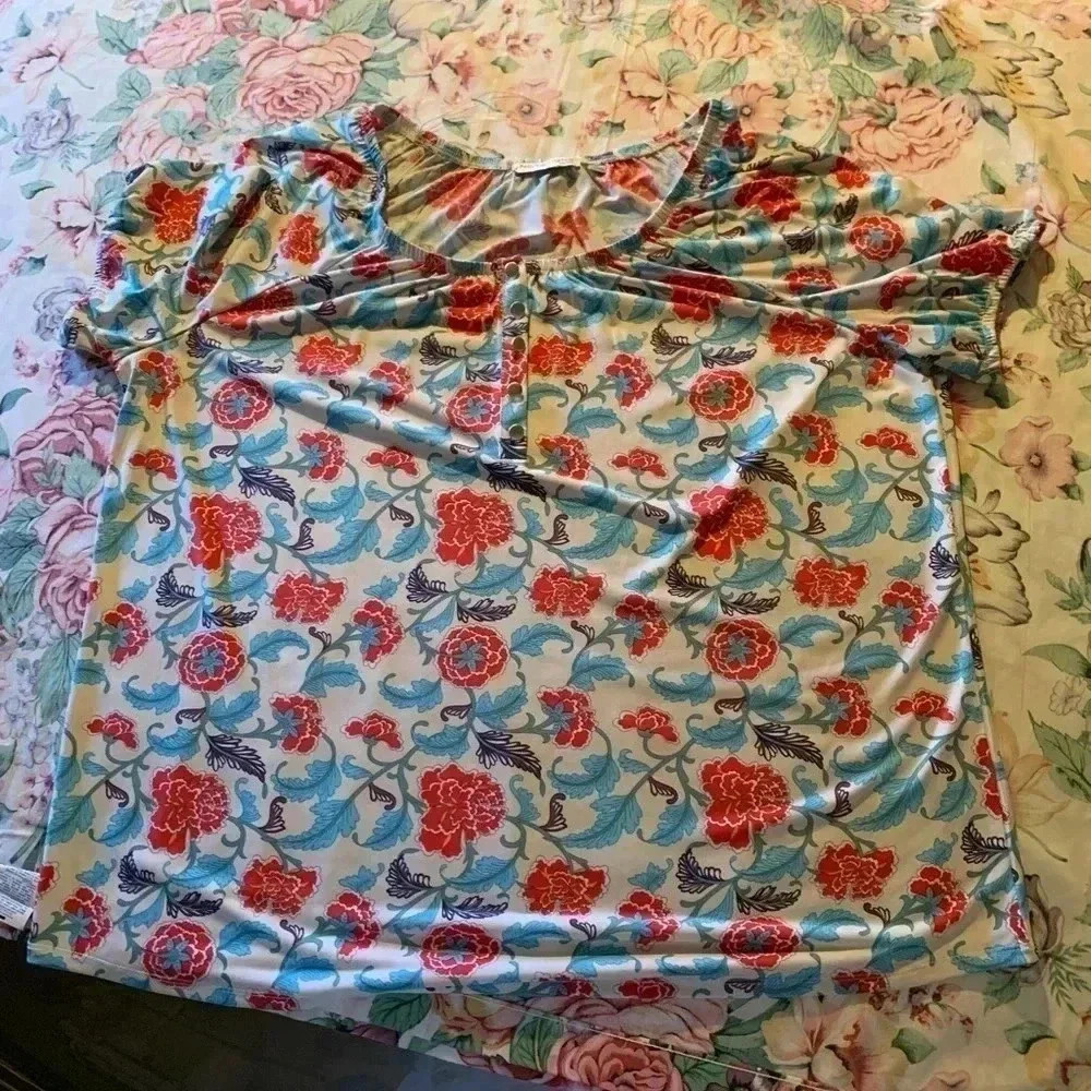 Notations Muti Color with Pattern Ladies Top Size 1X